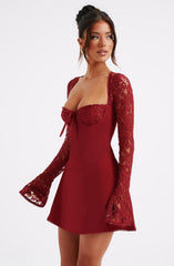 Lace Mini Dress - Red