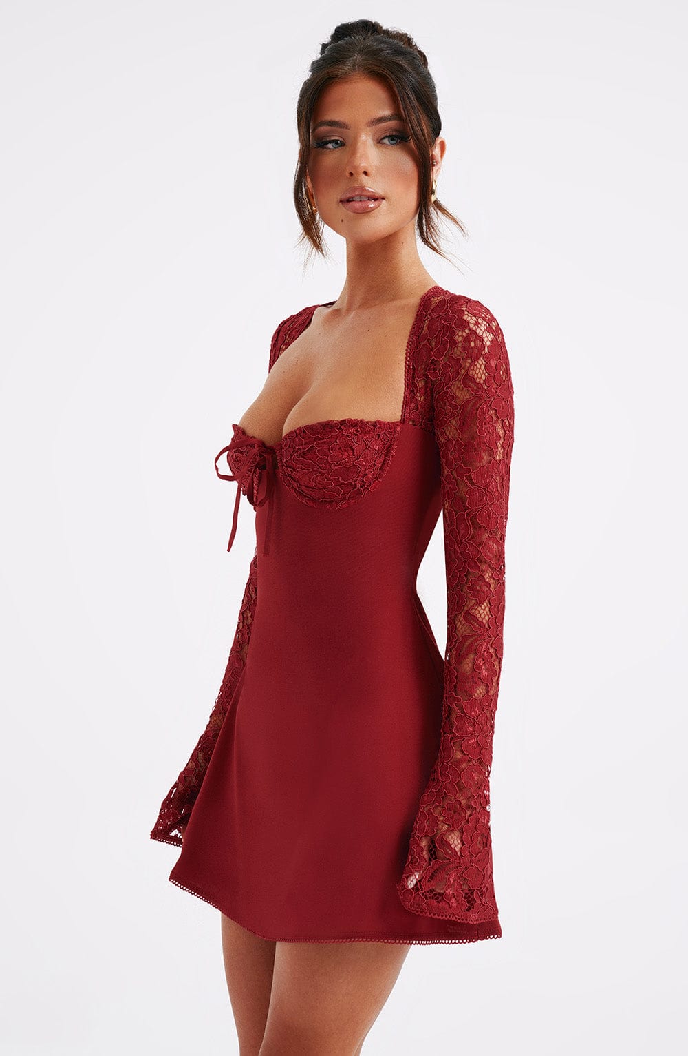 Lace Mini Dress - Red
