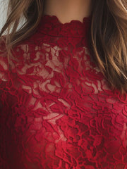 Classic Floral Lace BlouSequin with High Neck
