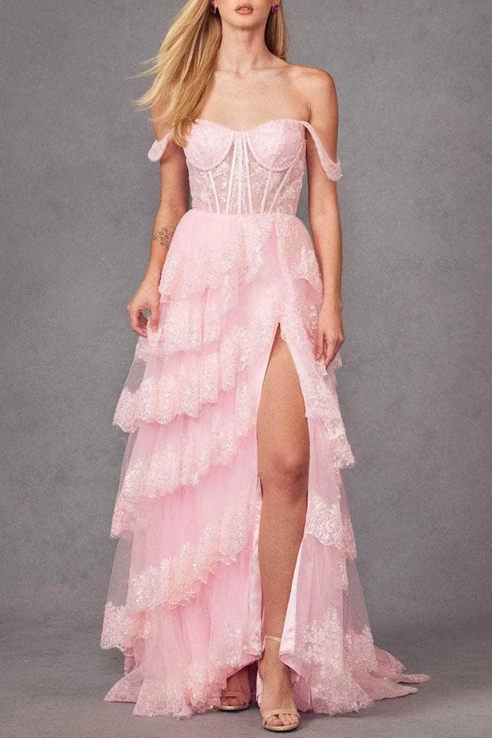 Sequin Lace Sweetheart Prom Gown