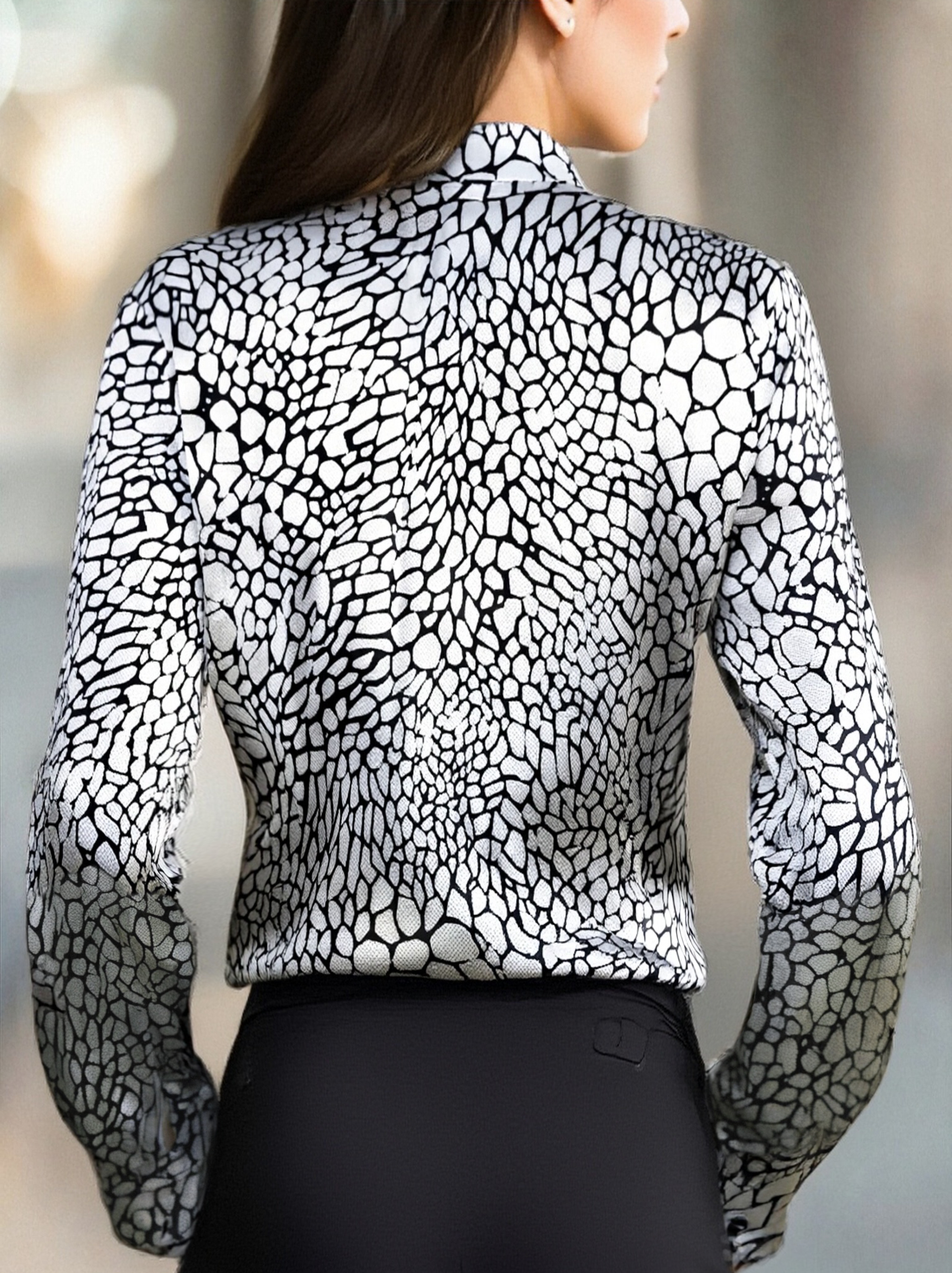 Satin Printed BlouSequin with Classic Pattern Elegance