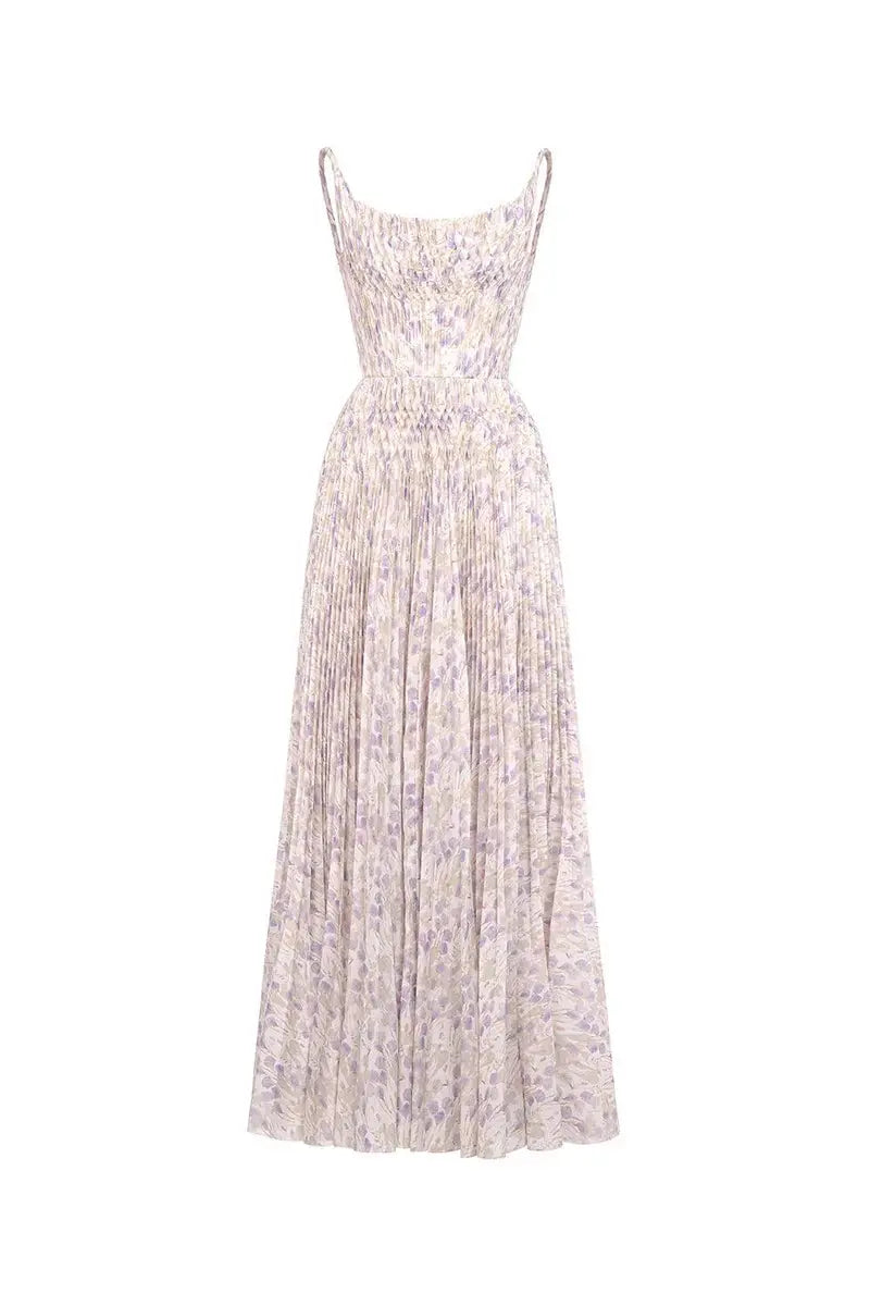Floral Print Maxi Dress in Purple