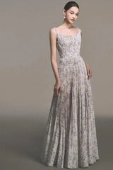 Floral Print Maxi Dress in Purple