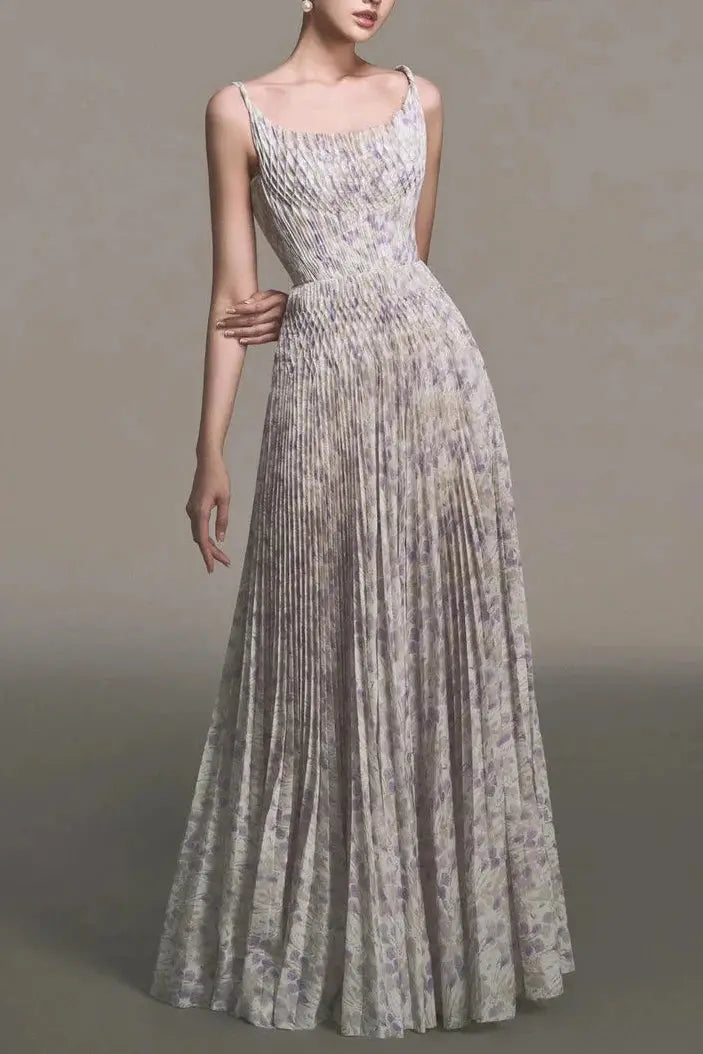 Floral Print Maxi Dress in Purple