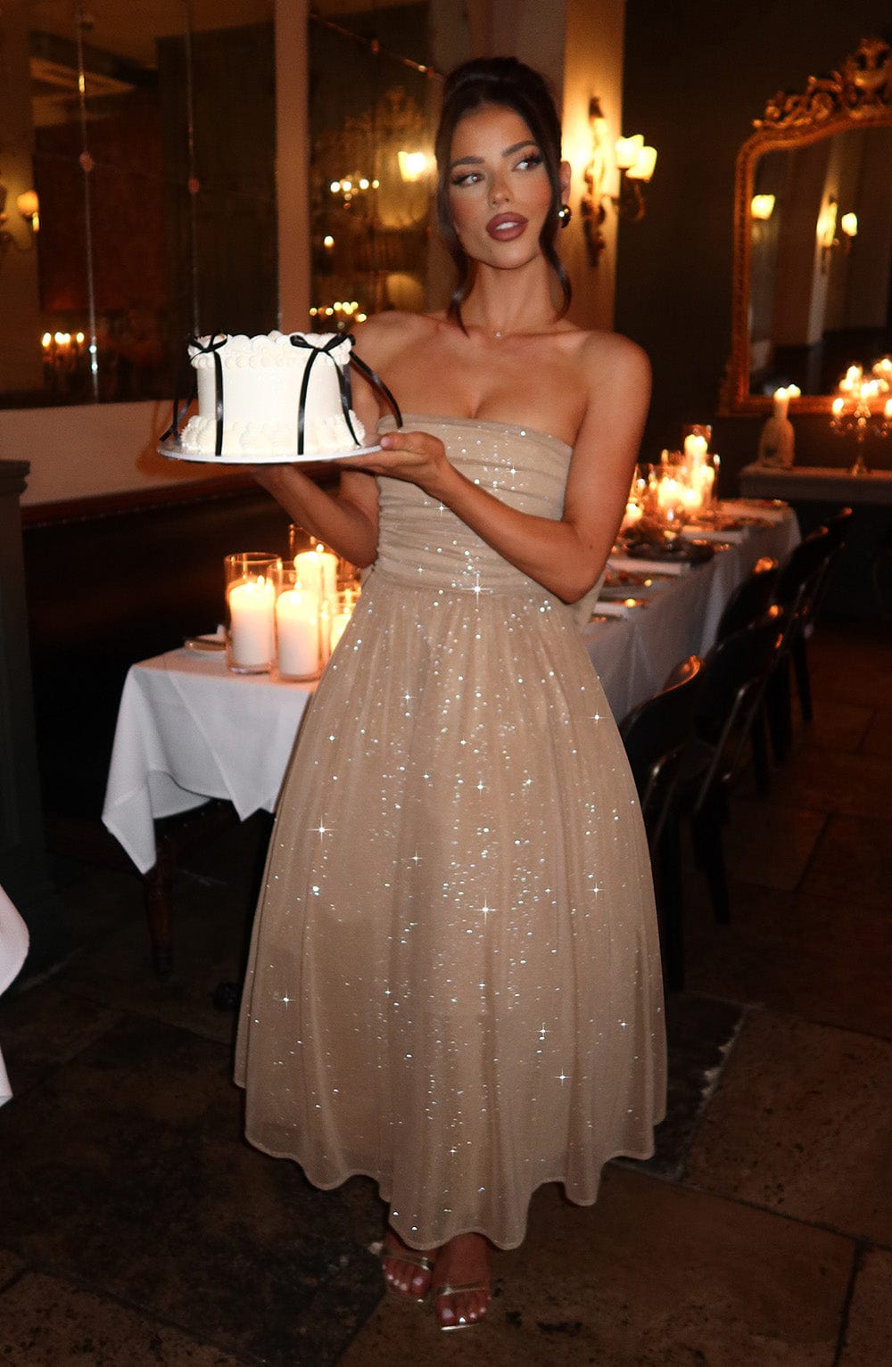 Gold Sparkle Midi Dress