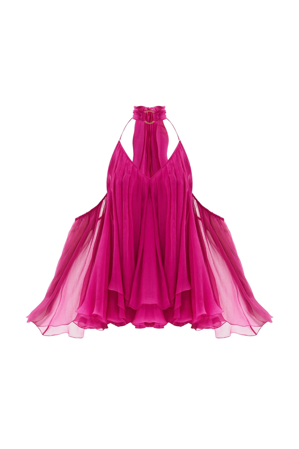 Halter Neck Lace-Up Backless Mini Dress - Fuchsia