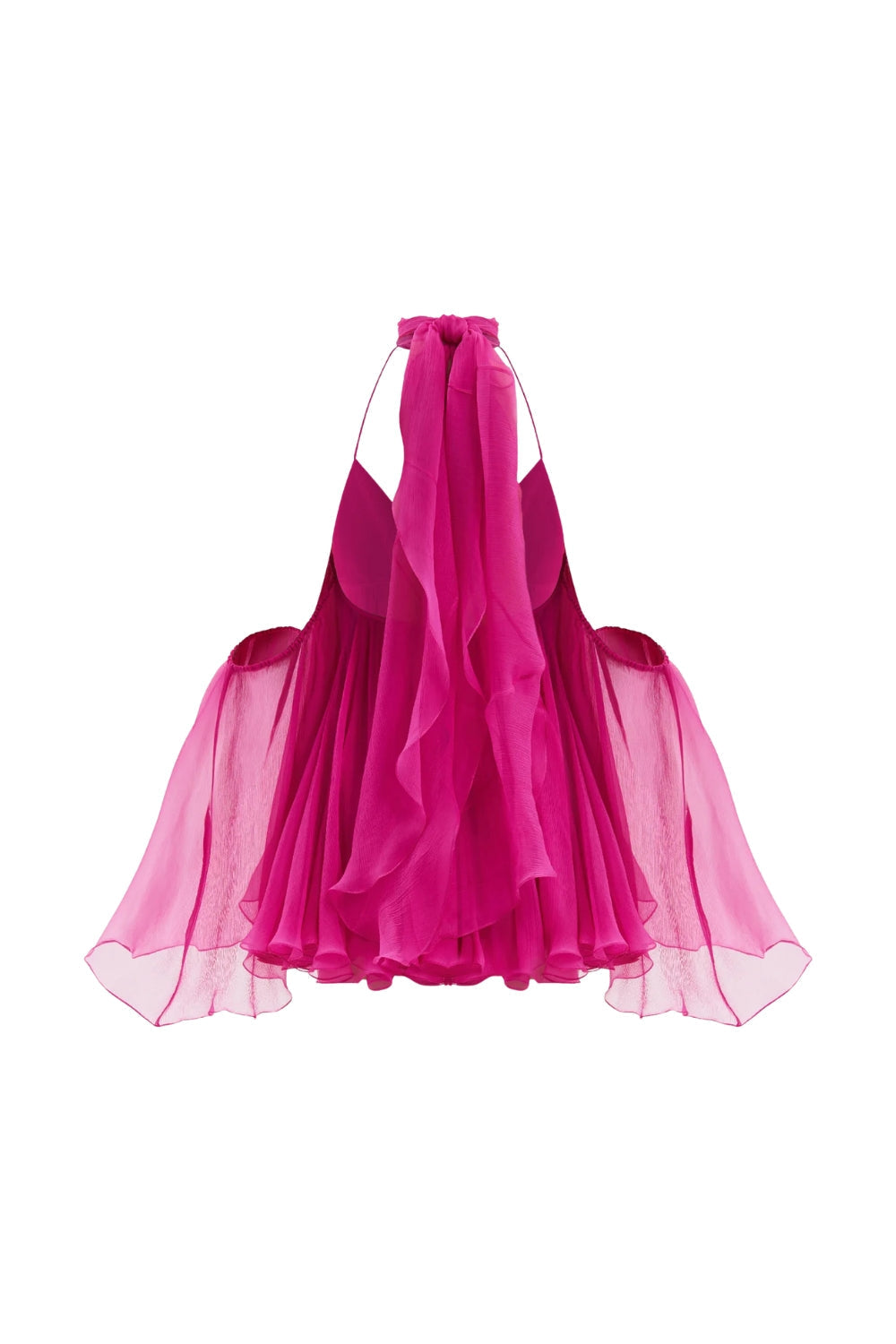 Halter Neck Lace-Up Backless Mini Dress - Fuchsia