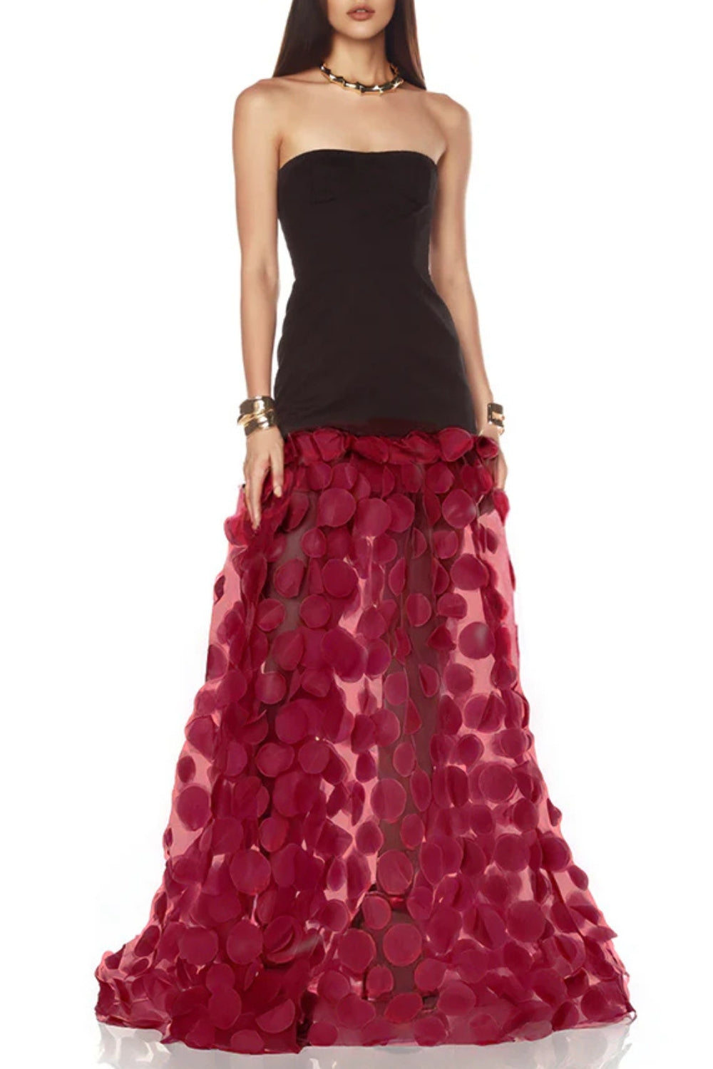 Mesh Maxi Dress in Red