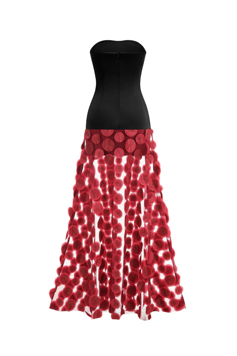 Mesh Maxi Dress in Red