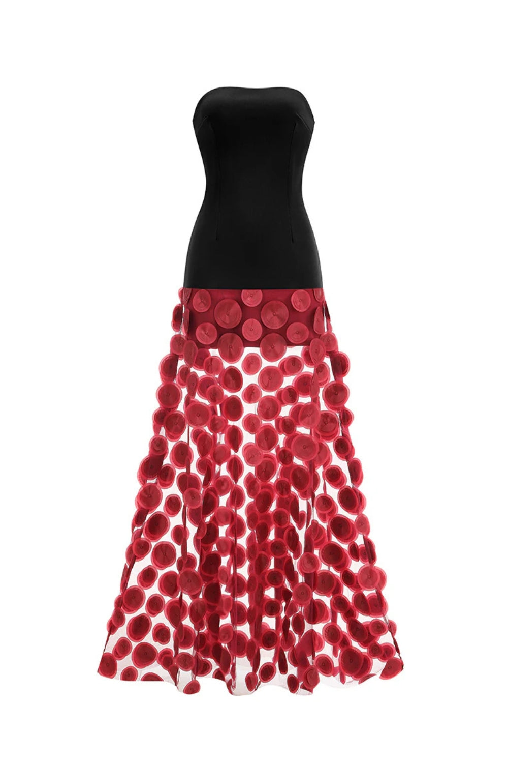 Mesh Maxi Dress in Red