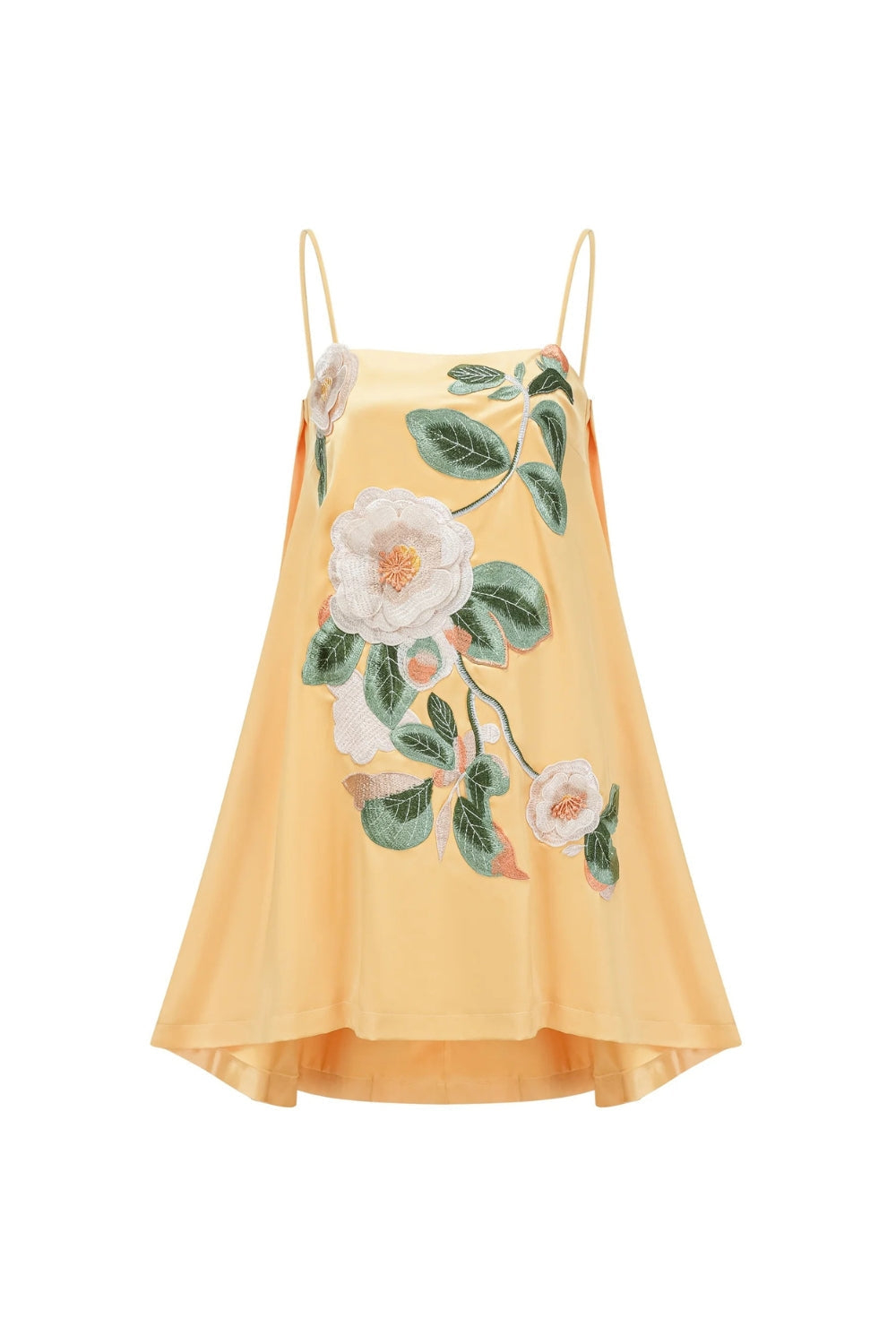 Floral Embroidered Mini Dress in Yellow