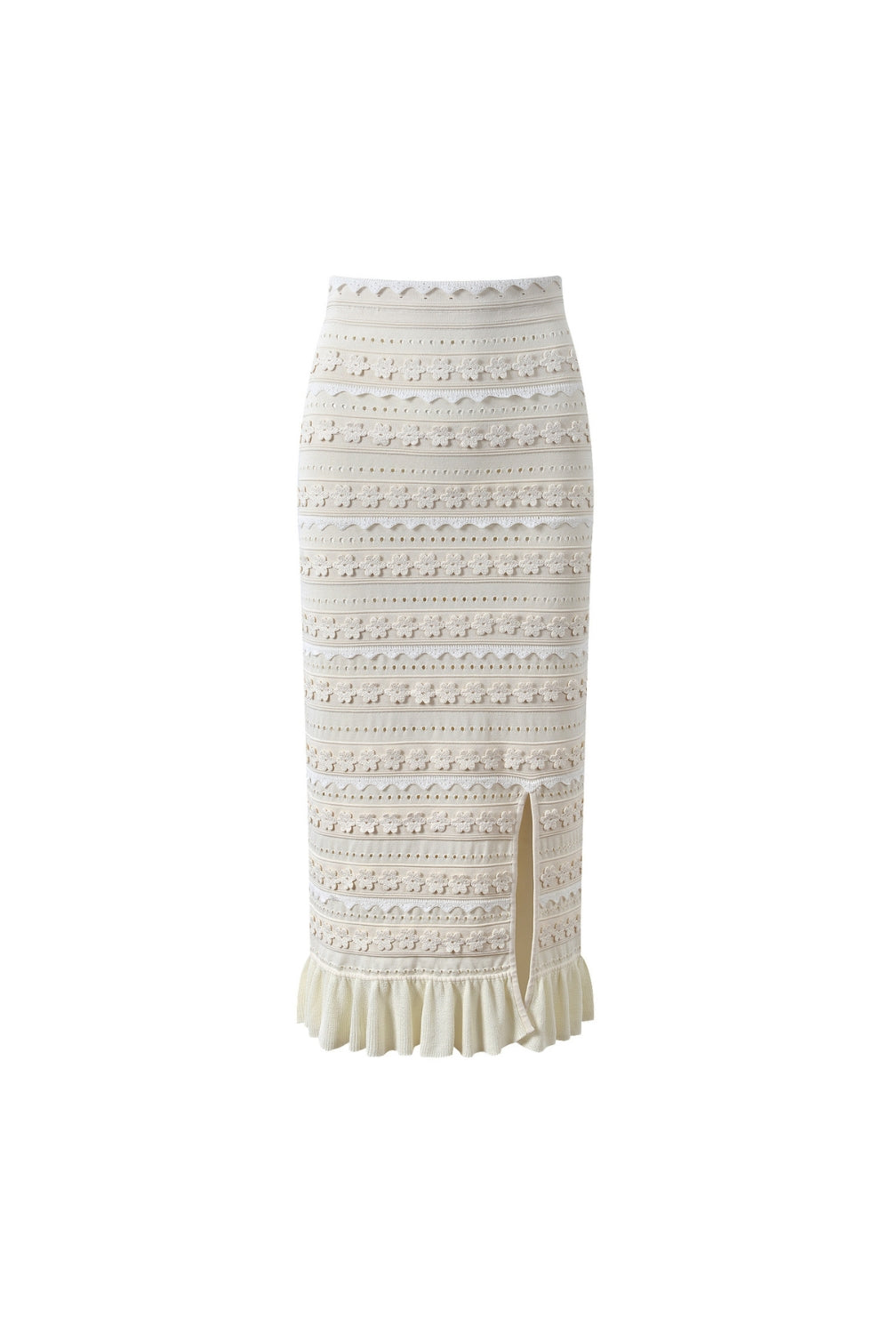 Trim Knit Skirt in Ecru