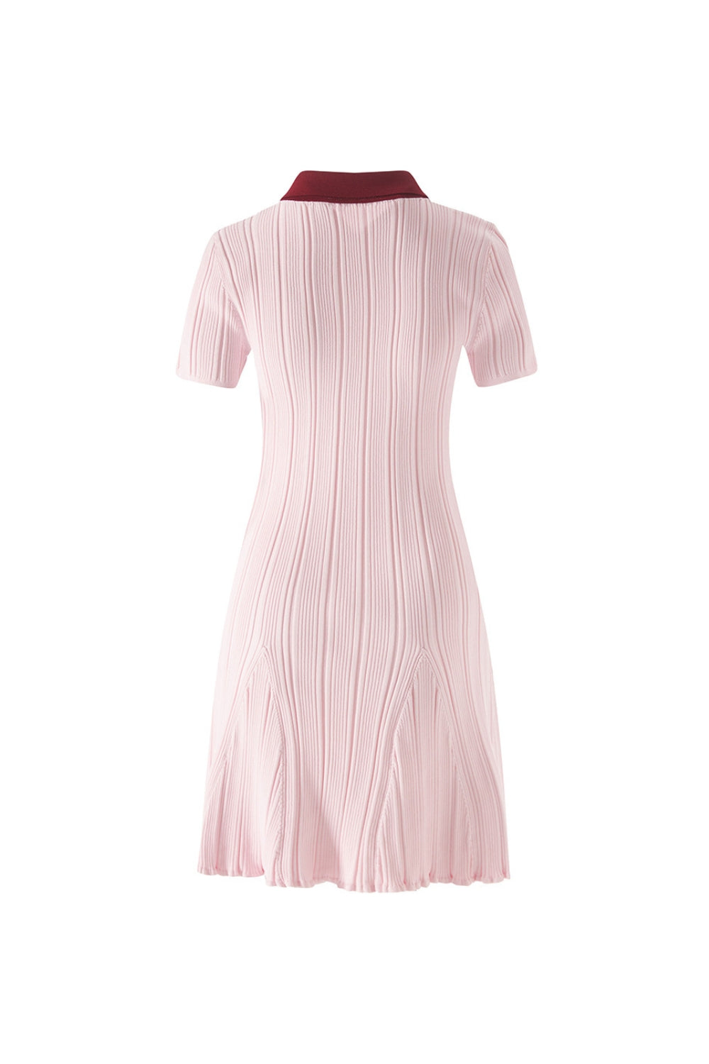Pink Contrast Collar Knit Mini Dress