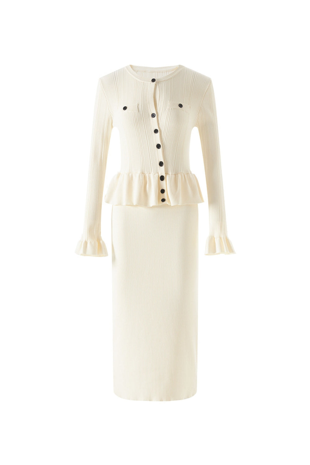 Knit Midi Dress in Beige
