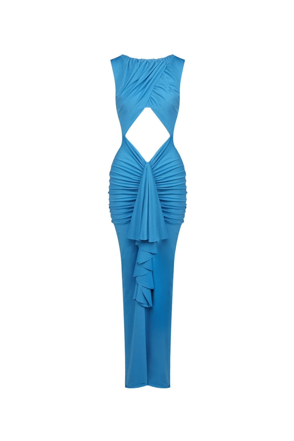 Drape Disconnect Tank Maxi Dress in Blue