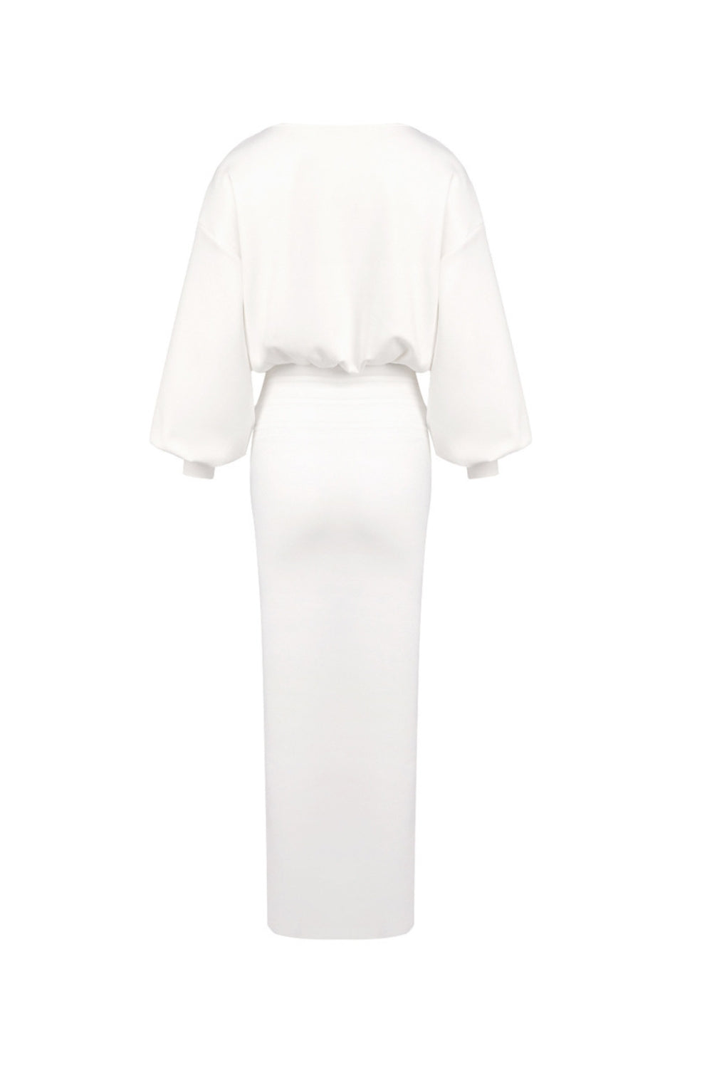 High Elastic Long Hip Maxi Dress in White