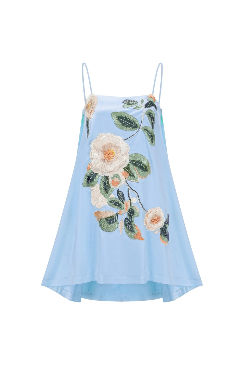 Floral Embroidered Mini Dress in Blue