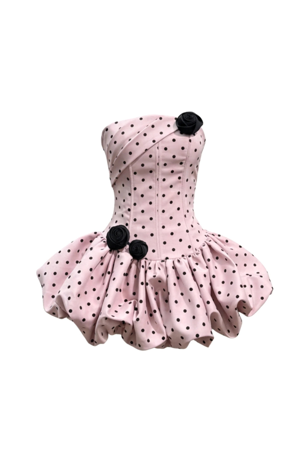 Flower Corset Puff Mini Dress In Pink