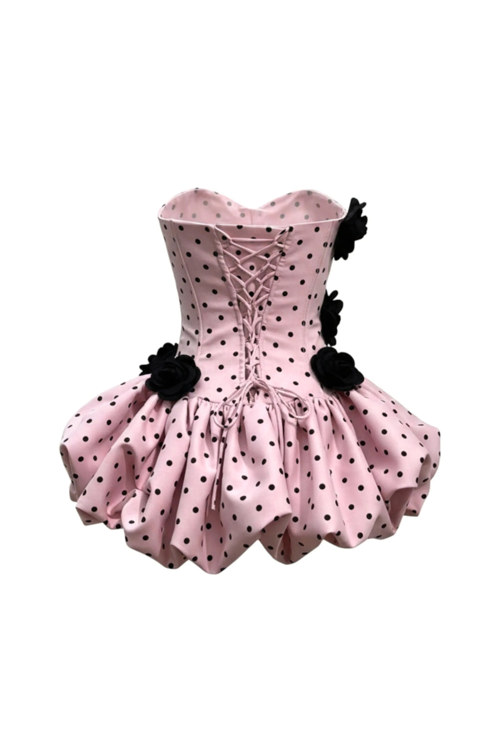 Flower Corset Puff Mini Dress In Pink