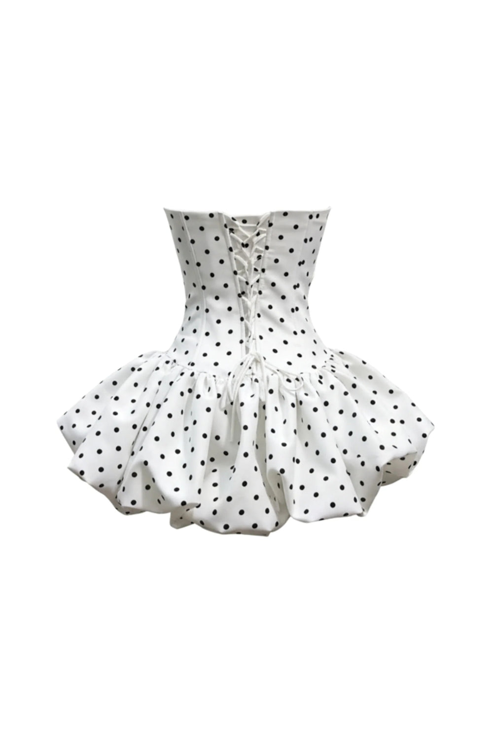 Flower Corset Puff Mini Dress In white
