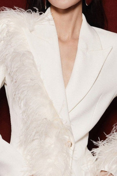 Feather Blazer in White
