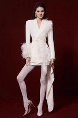 Feather Blazer in White