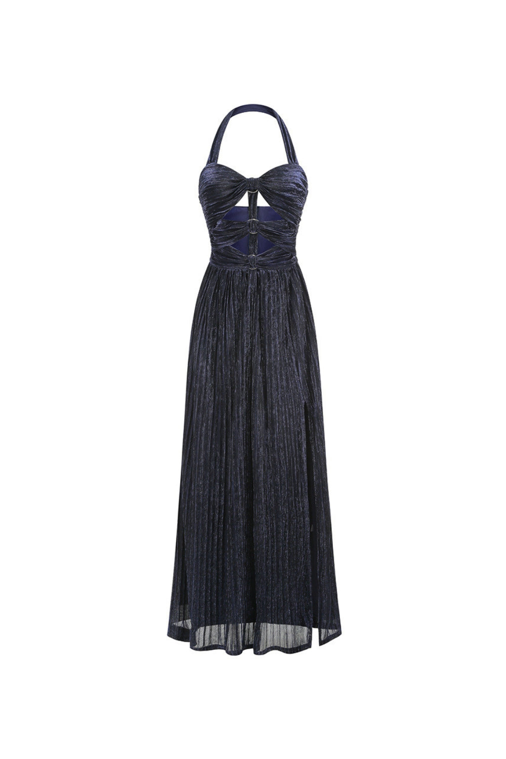 Halter Cutout Maxi Dress in Navy Blue