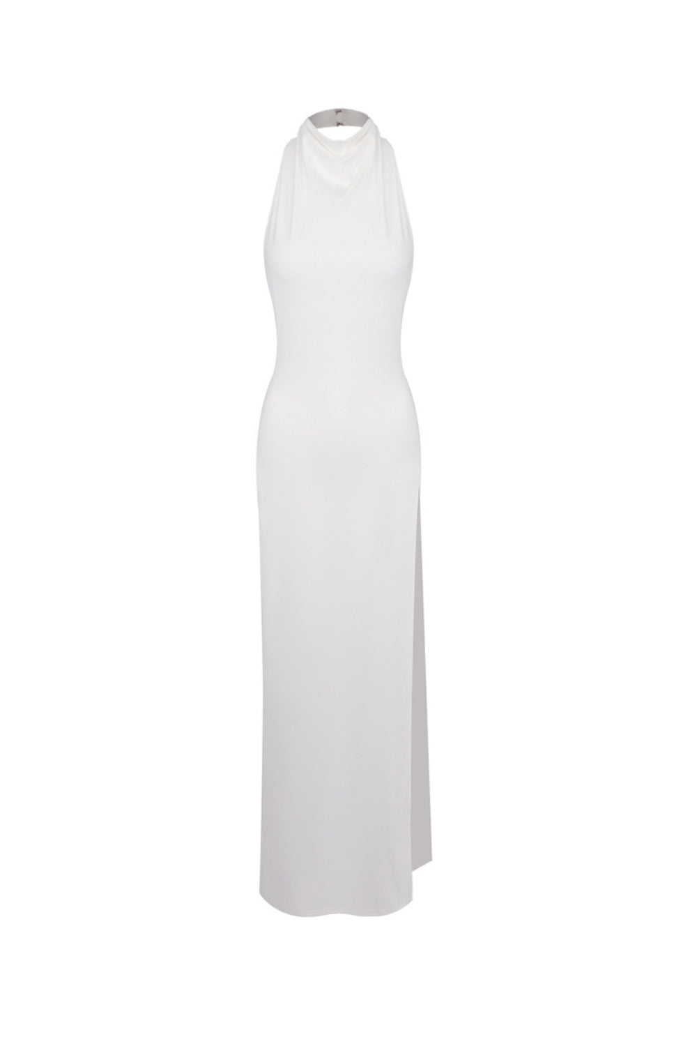 Halter Backless High Diamond Maxi Dress in White