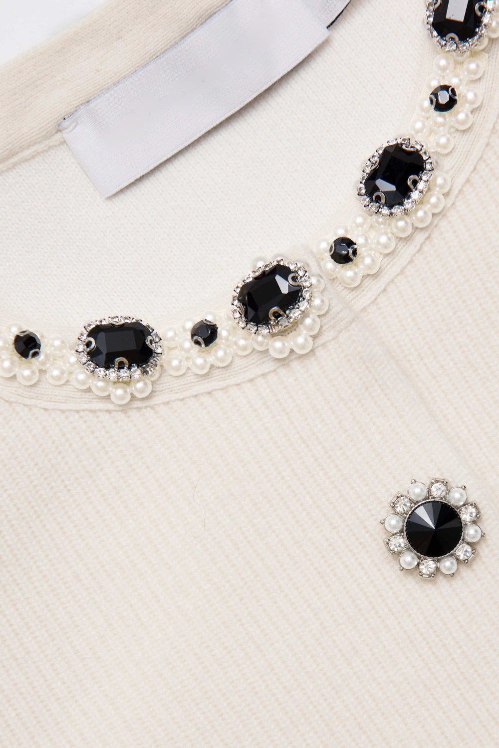 Cream Embellished Cardigan Skirt Set