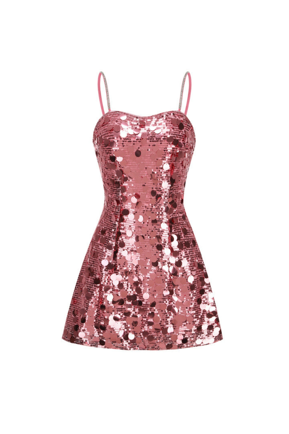 Strappy Sequin Embellished Mini Dress in Pink
