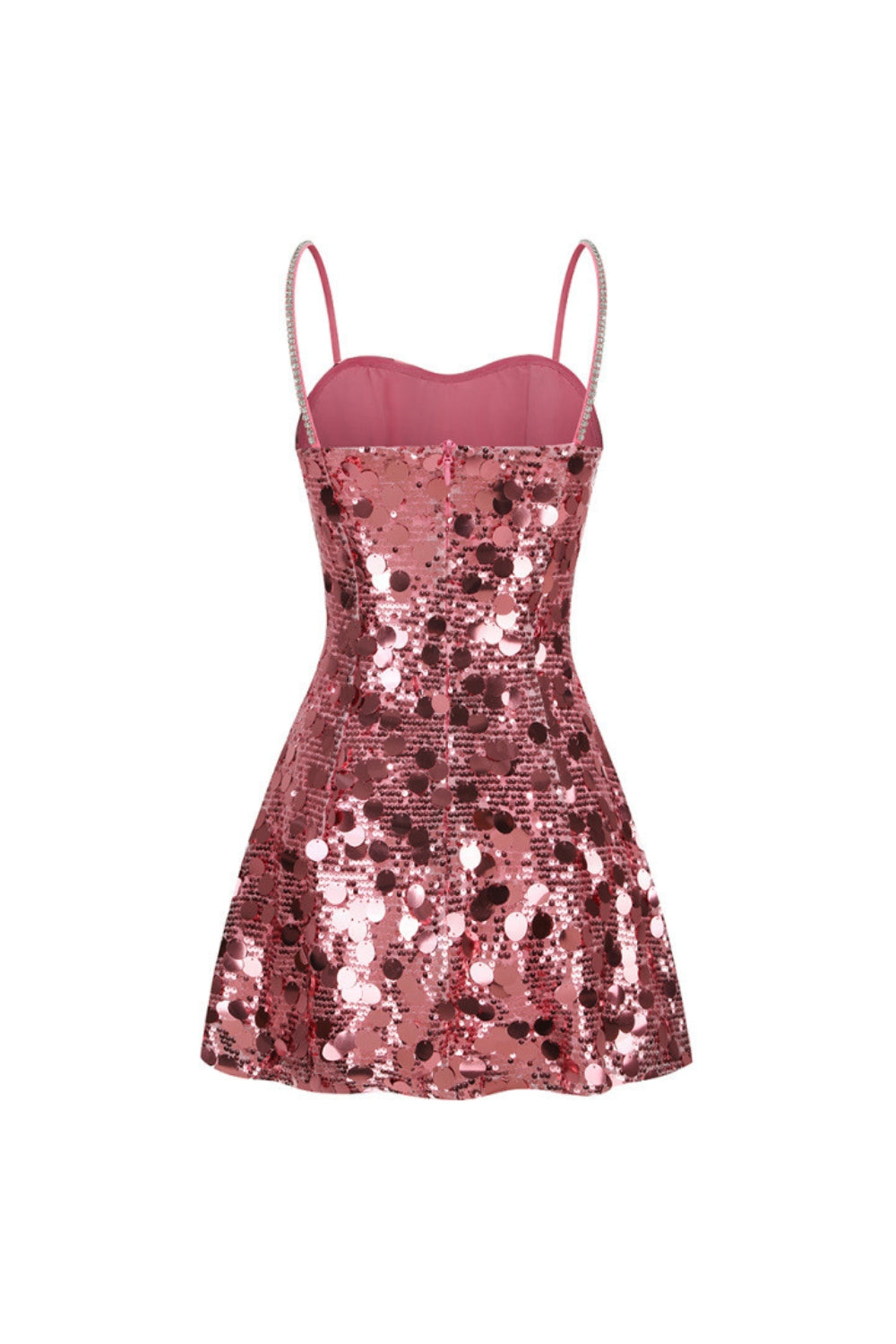 Strappy Sequin Embellished Mini Dress in Pink