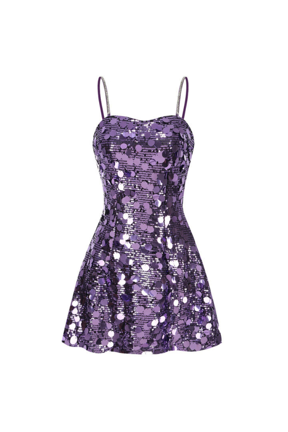 Strappy Sequin Embellished Mini Dress in Purple