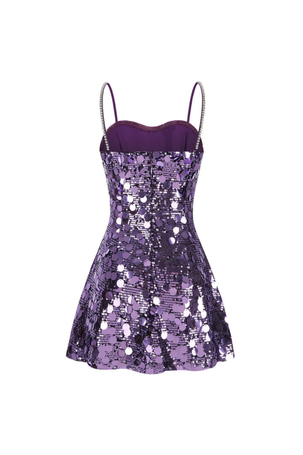 Strappy Sequin Embellished Mini Dress in Purple