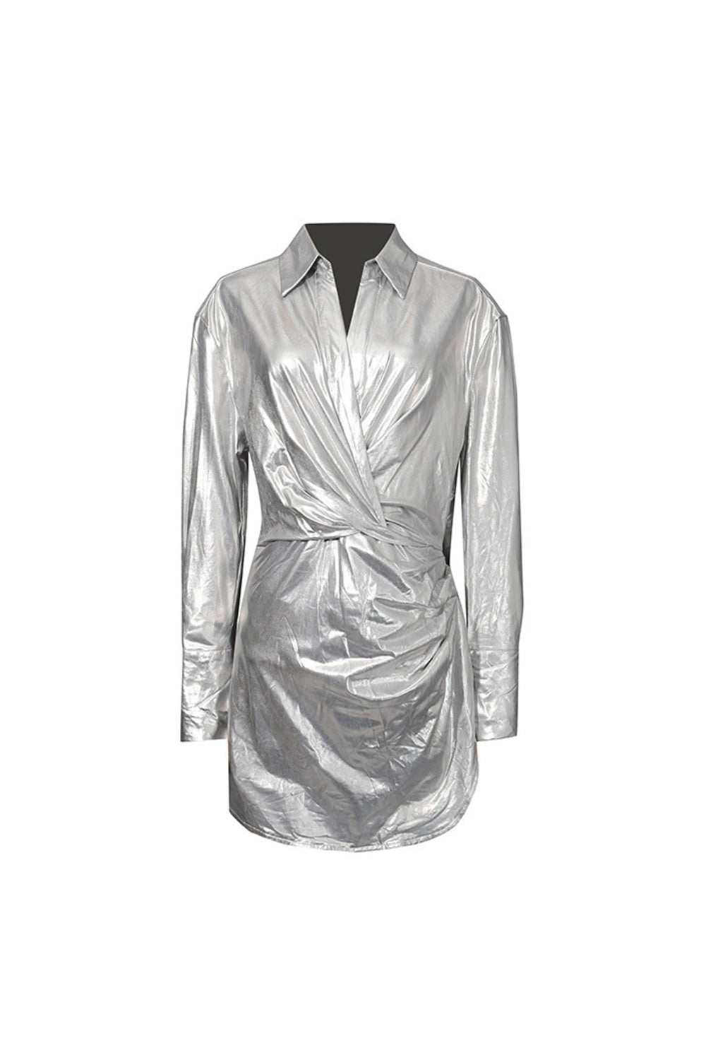 Shirt Mini Dress in Silver