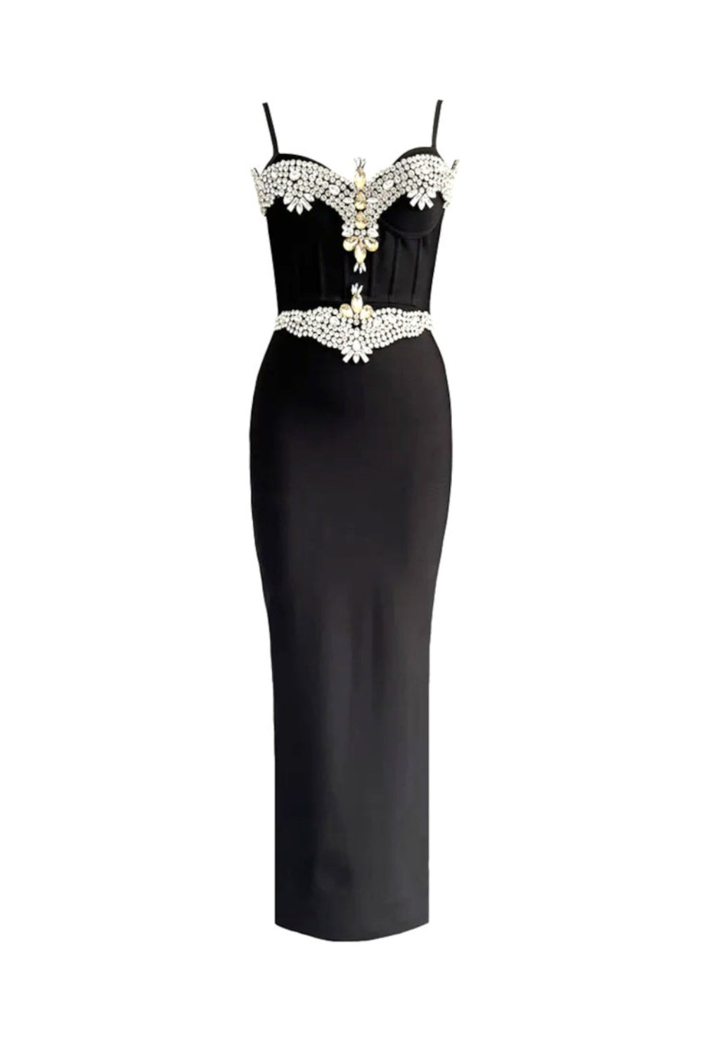 Rhinestone Bandage Maxi Dress in Black