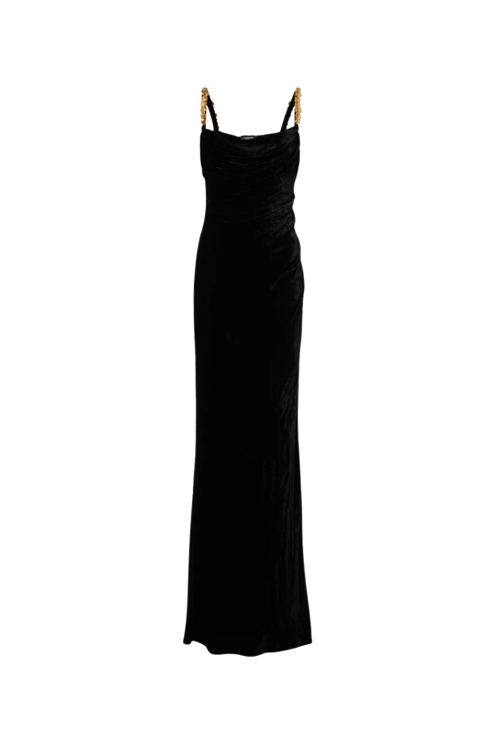 Black Metal Chain Strap Square Neck Maxi Dress