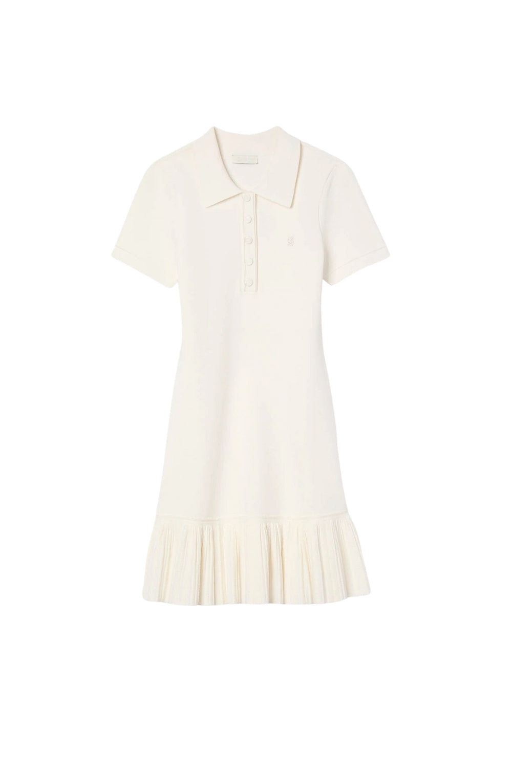 White Mini Knit Dress with Polo Neck