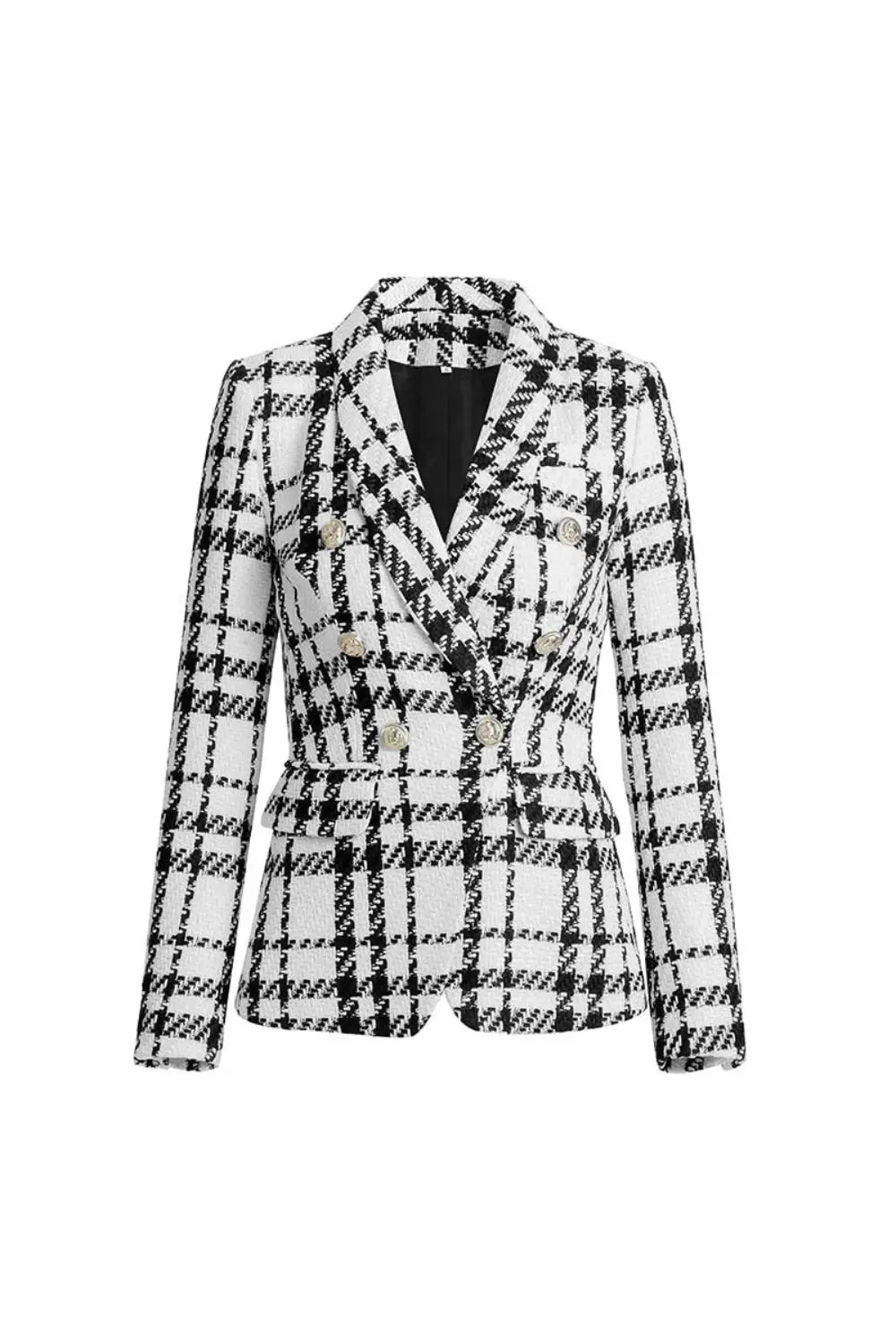 Black White Plaid Blazer