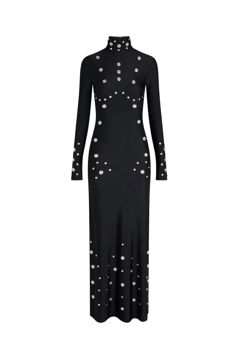 Embellished Stretch-Jersey Maxi Dress in Black