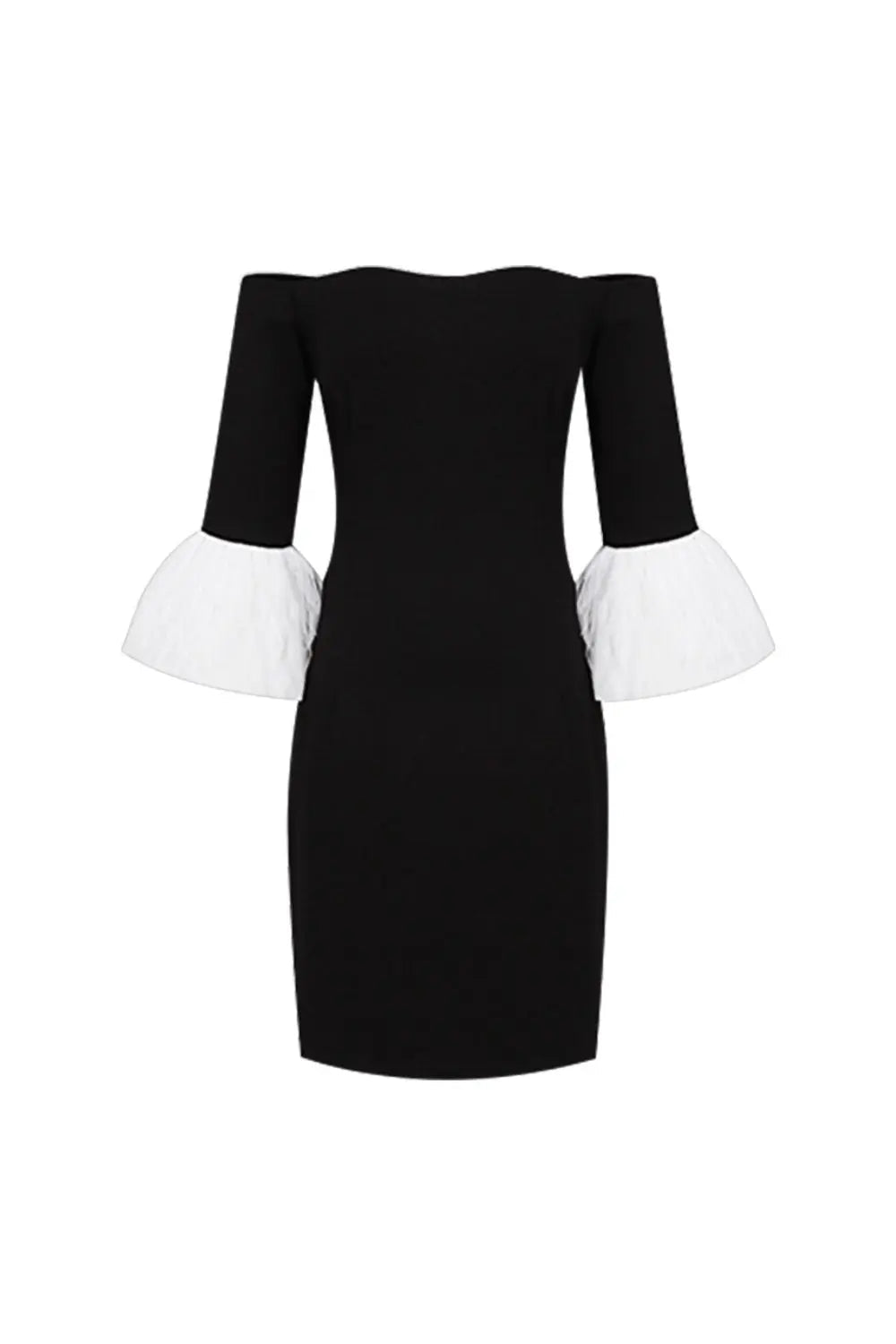 Feather Sleeve Mini Dress in Black