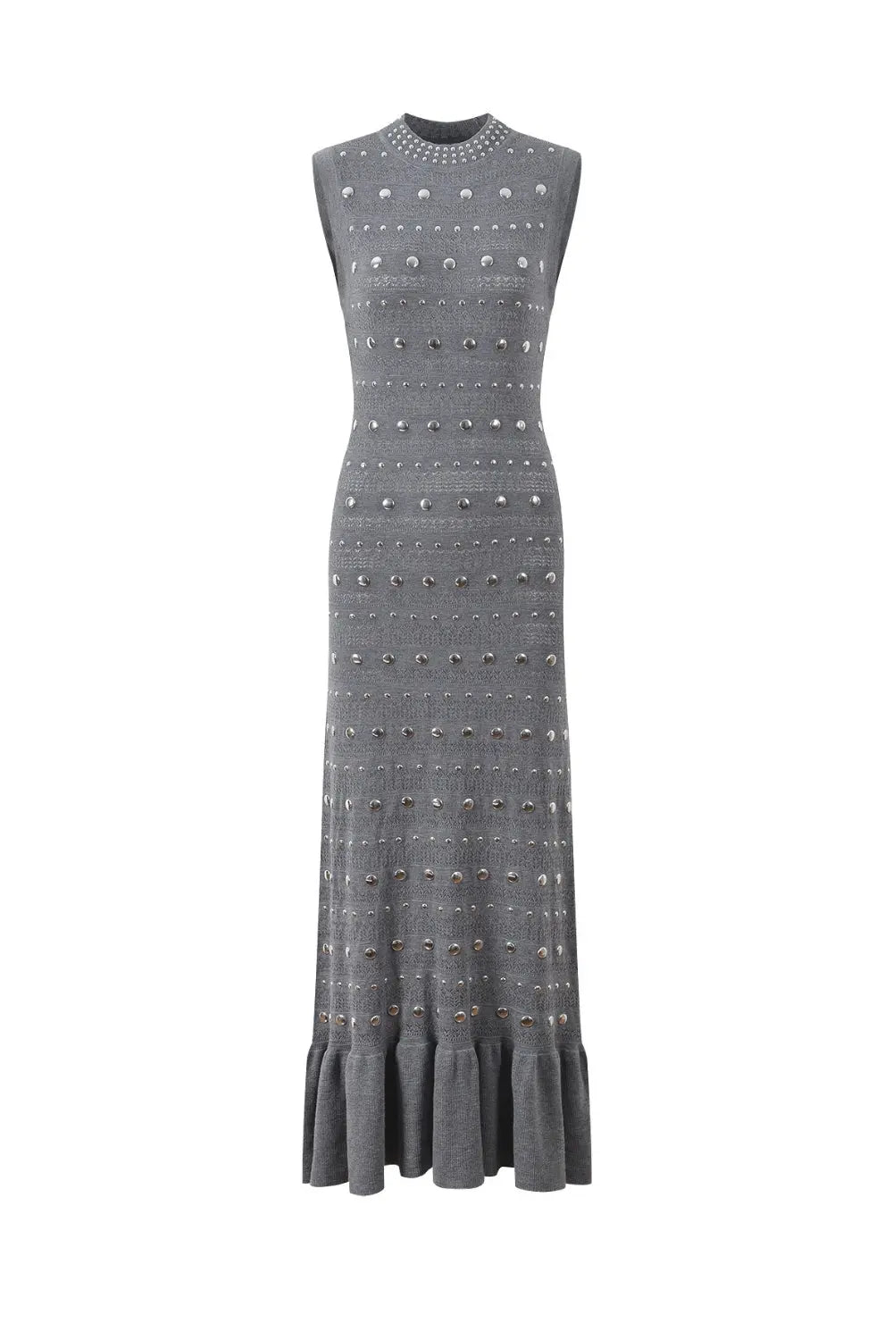 Knit Sleeveless Midi Dress in Gray