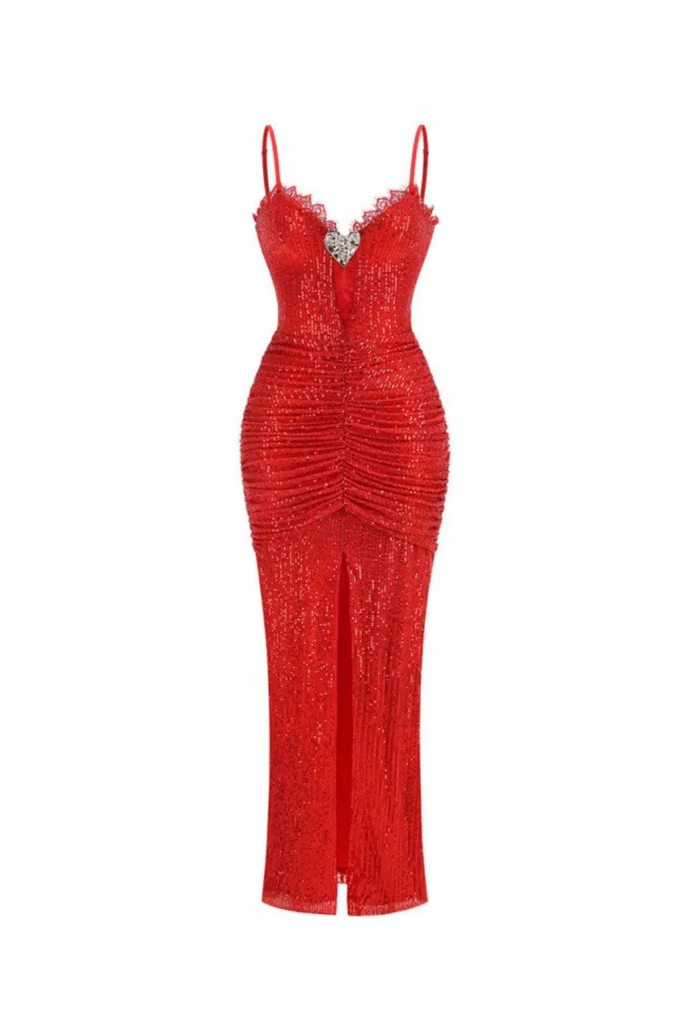 High Sequin Maxi Dress in Red