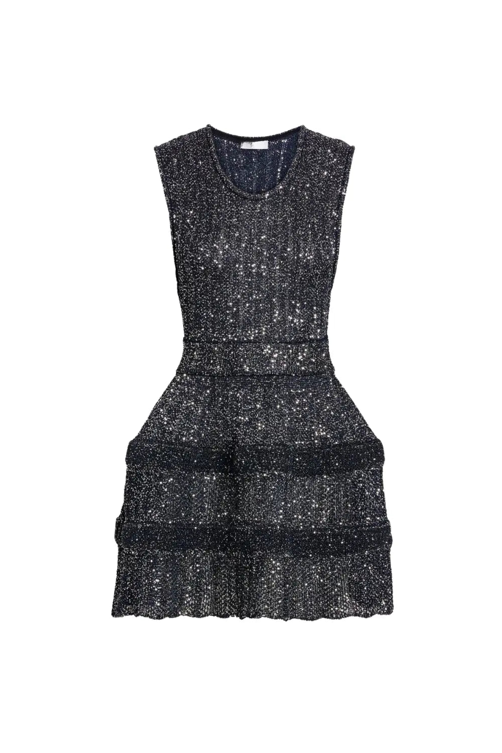 Stretch-Knit Mini Dress in Black
