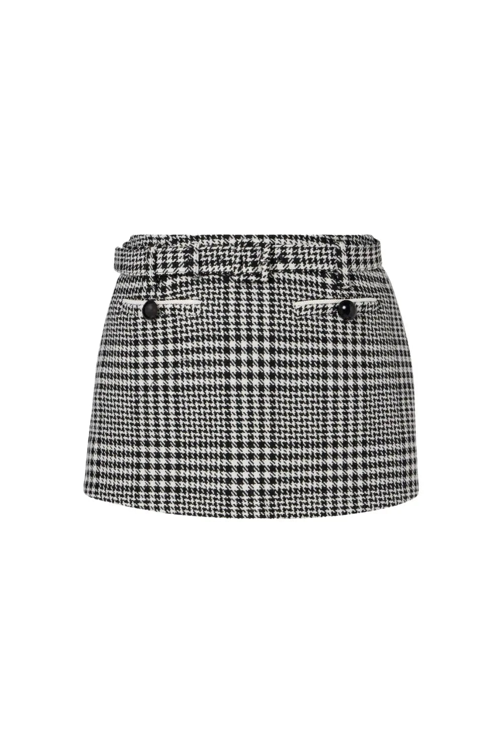 Houndstooth Crystal Mini Skirt - Black/White
