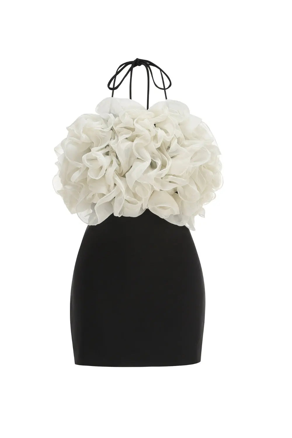 Ruffle Backless Mini Dress in Black
