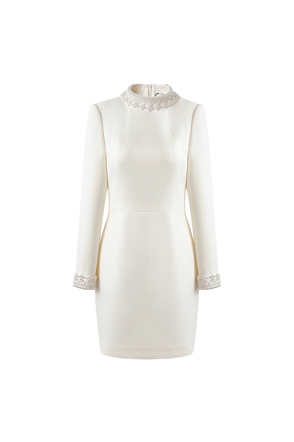 Cuffs Long Sleeve Mini Dress in White
