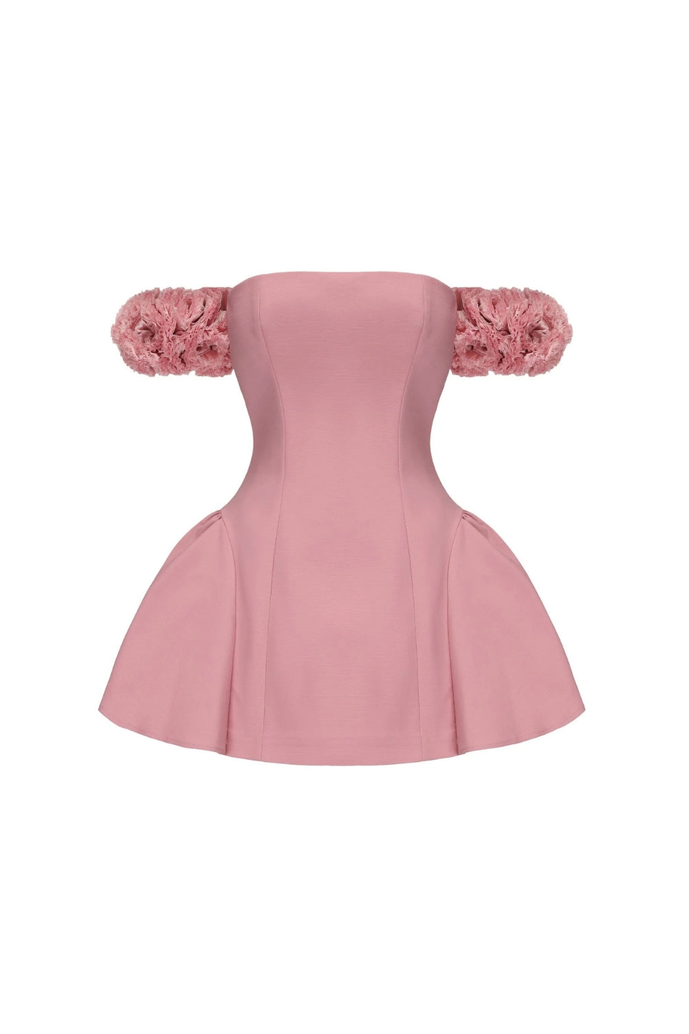 Flower Puffy Mini Dress in Pink