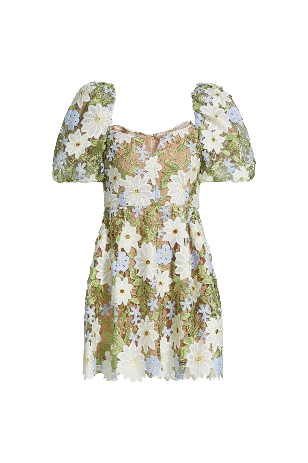 Flora Lace Mini Dress in Green