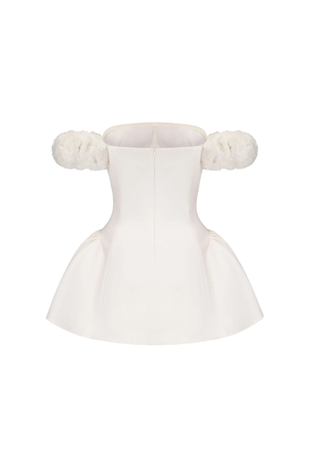 Flower Puffy Mini Dress in White
