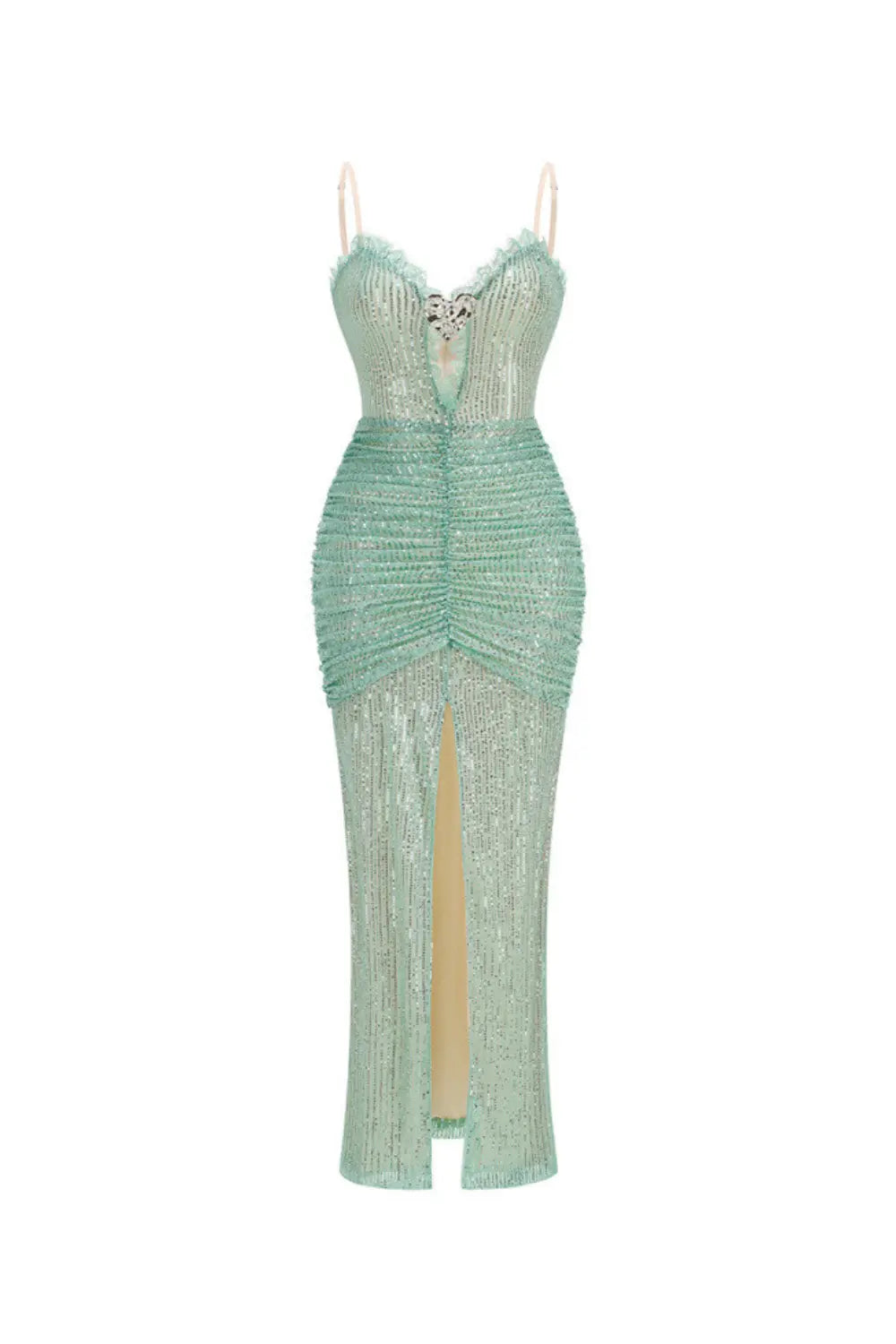 High Sequin Maxi Dress in Green